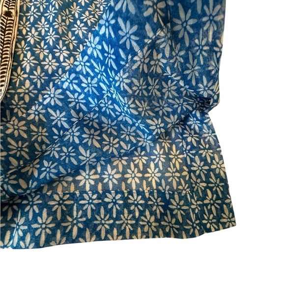 Sigrid Olsen Sport Blue Floral Button Down Shirt Contrast Trim Lightweight M - Picture 11 of 14